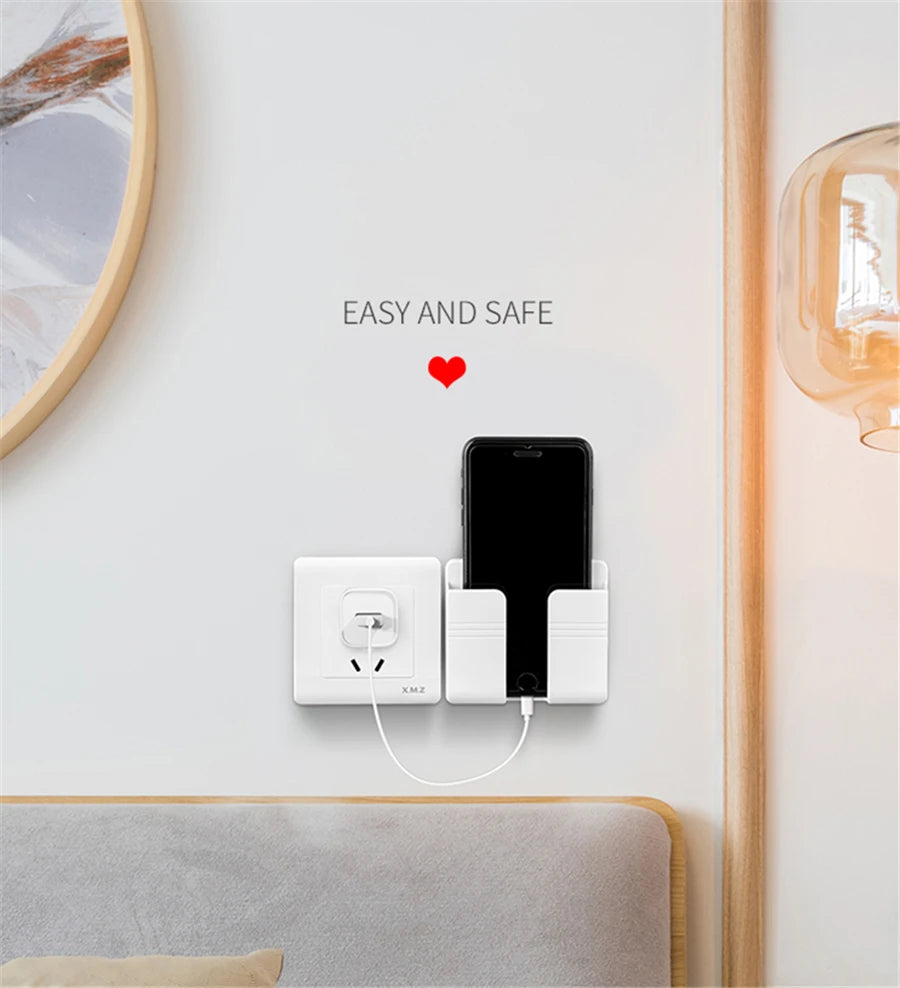 Multifunction Wall Storage – Phone Charging Bracket with Remote Holder