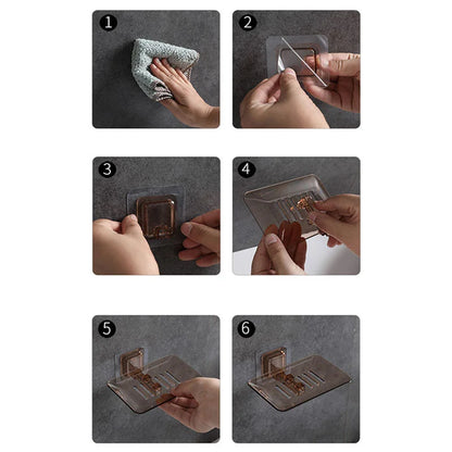 Soap Rack Mounted Self Adhesive Double Layer Holder