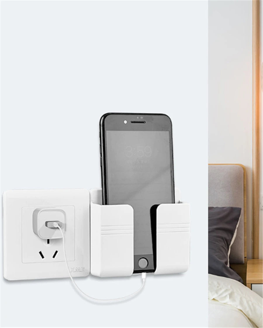 Multifunction Wall Storage – Phone Charging Bracket with Remote Holder