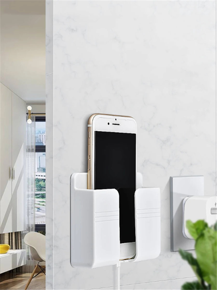 Multifunction Wall Storage – Phone Charging Bracket with Remote Holder