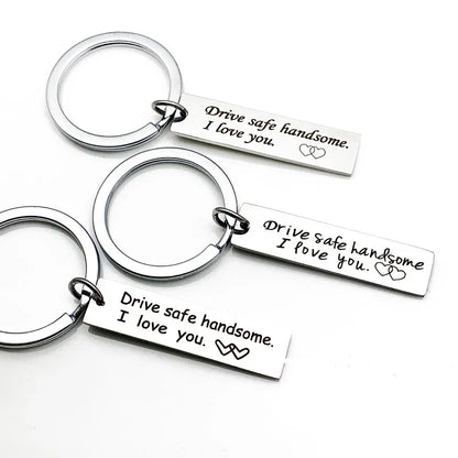 Stainless Steel Safe Driving  Keychain