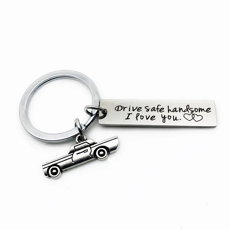 Stainless Steel Safe Driving  Keychain