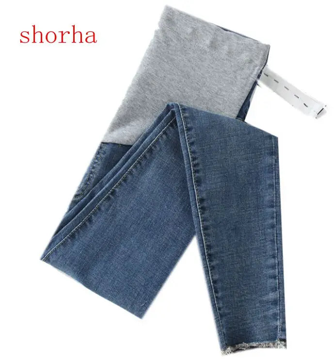 Length Stretch Washed Denim Maternity Jeans