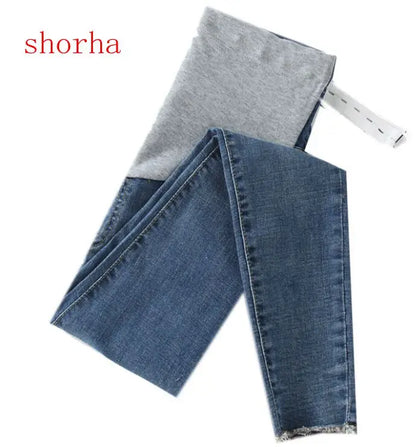 Length Stretch Washed Denim Maternity Jeans