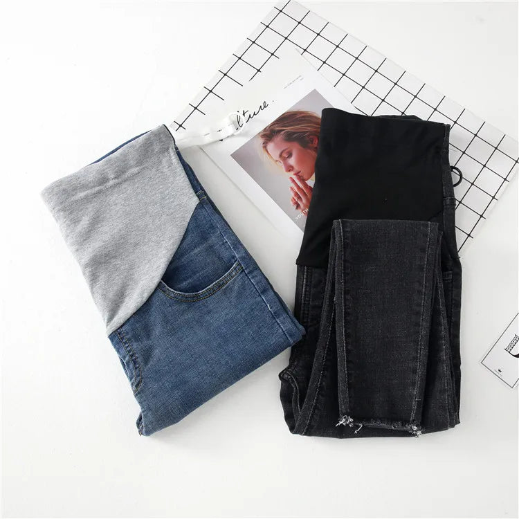 Length Stretch Washed Denim Maternity Jeans