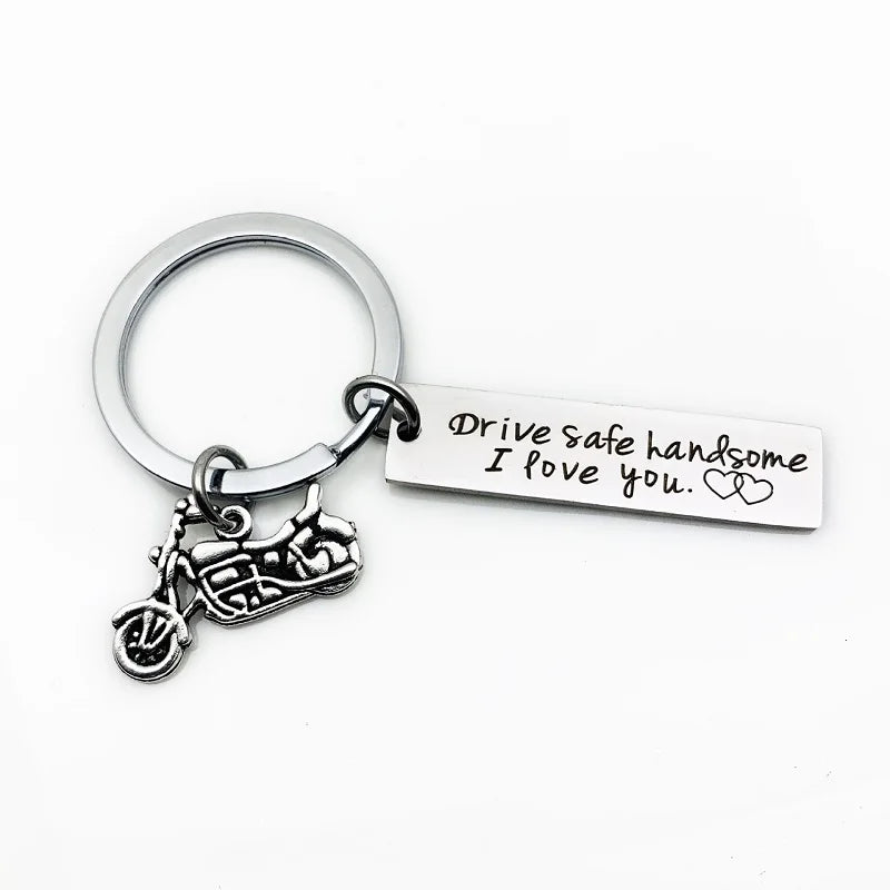 Stainless Steel Safe Driving  Keychain