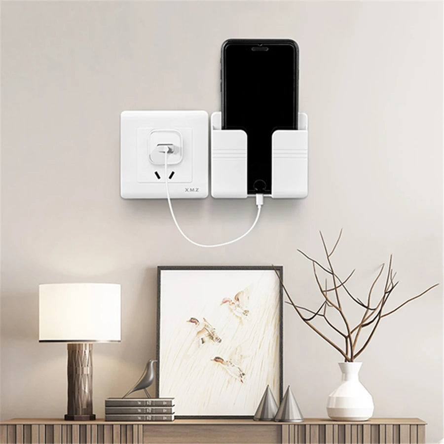 Multifunction Wall Storage – Phone Charging Bracket with Remote Holder