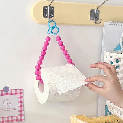 Pink Hanging Beaded Tissue Holder