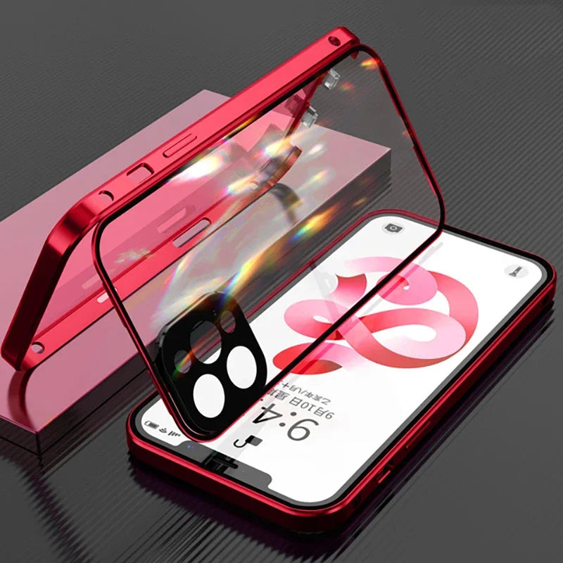 lear Magnetic Glass Case – 360° Protection for iPhone 12–16 Series
