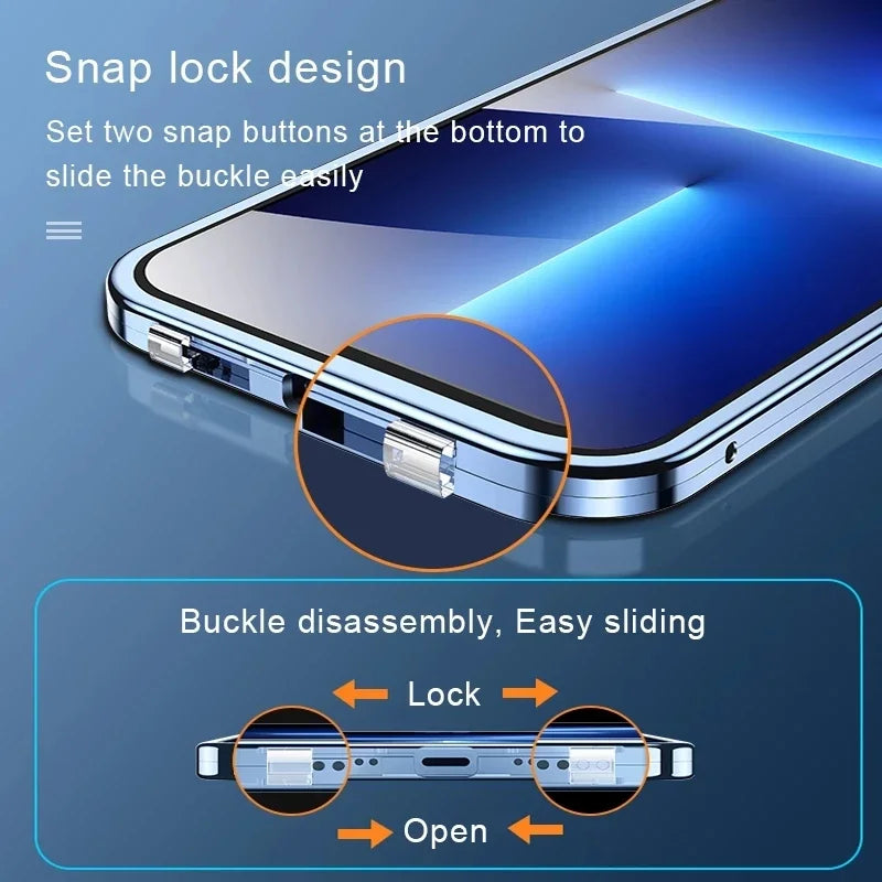 lear Magnetic Glass Case – 360° Protection for iPhone 12–16 Series