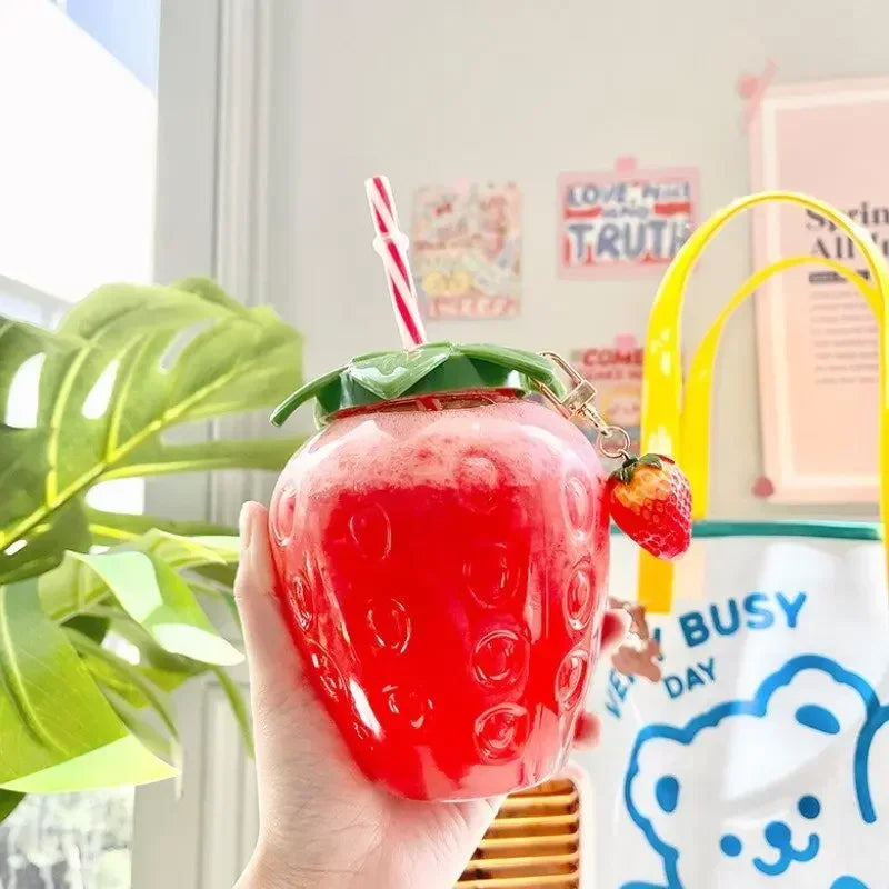 Strawberry Straw Water Bottle