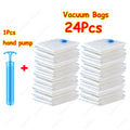 Vacuum Storage Bags – Clear Reusable Compression Set with Hand Pump - Aqoom
