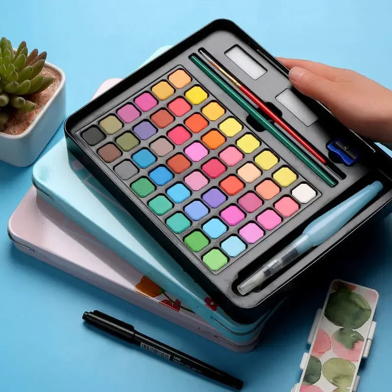 Watercolor Set with 48 colors and Brush & Paper Supplies