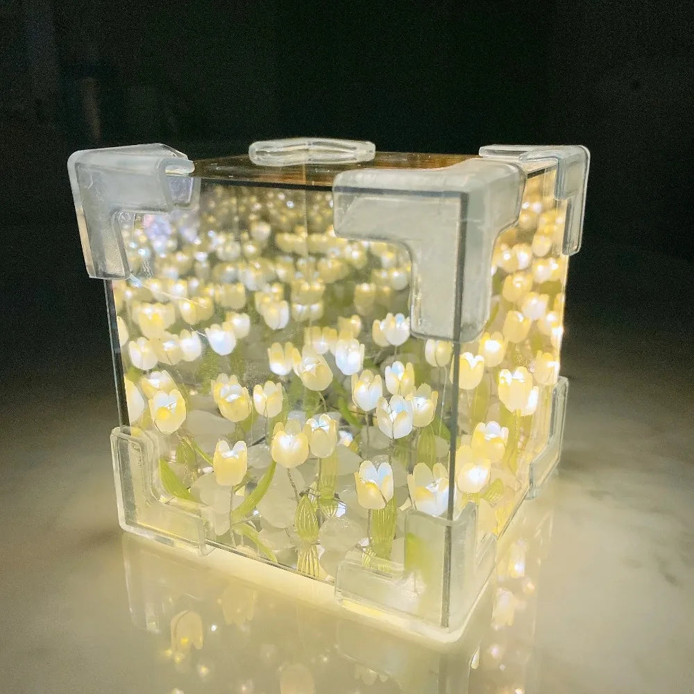 BloomCube Tulip Mirror Lamp – DIY Flower Night Light for Bedrooms & Gifts