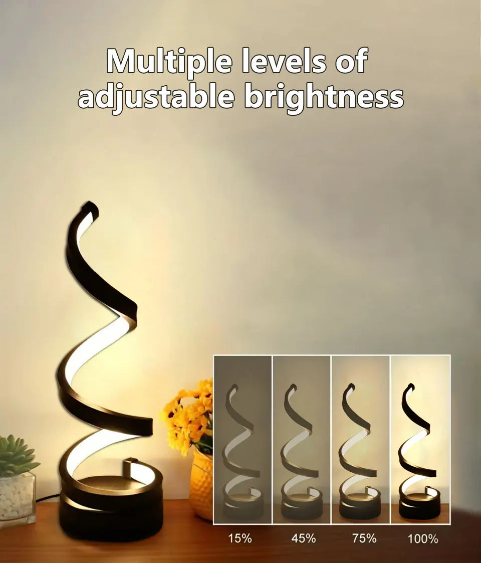 Modern Spiral LED Night Lamp – 3-Color Mood Light for Bedroom & Office