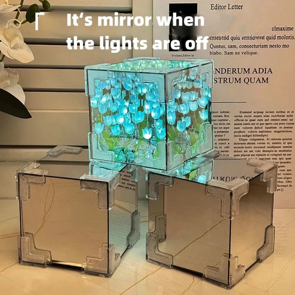 BloomCube Tulip Mirror Lamp – DIY Flower Night Light for Bedrooms & Gifts