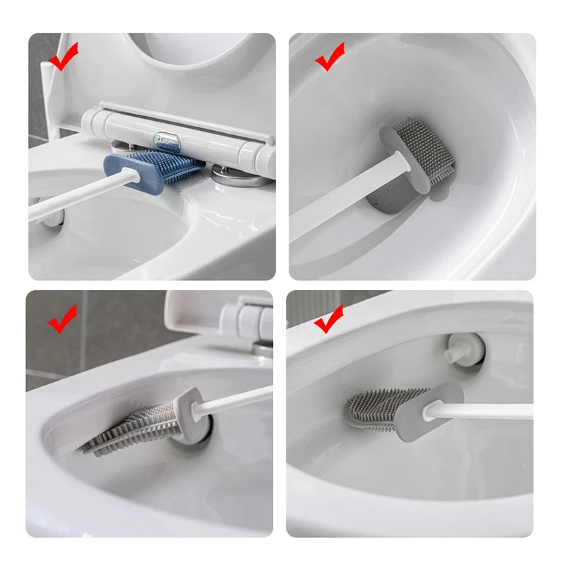 Clean Ease Wall-Mounted Toilet Brush – Long Handle Silicone Soft Bristles