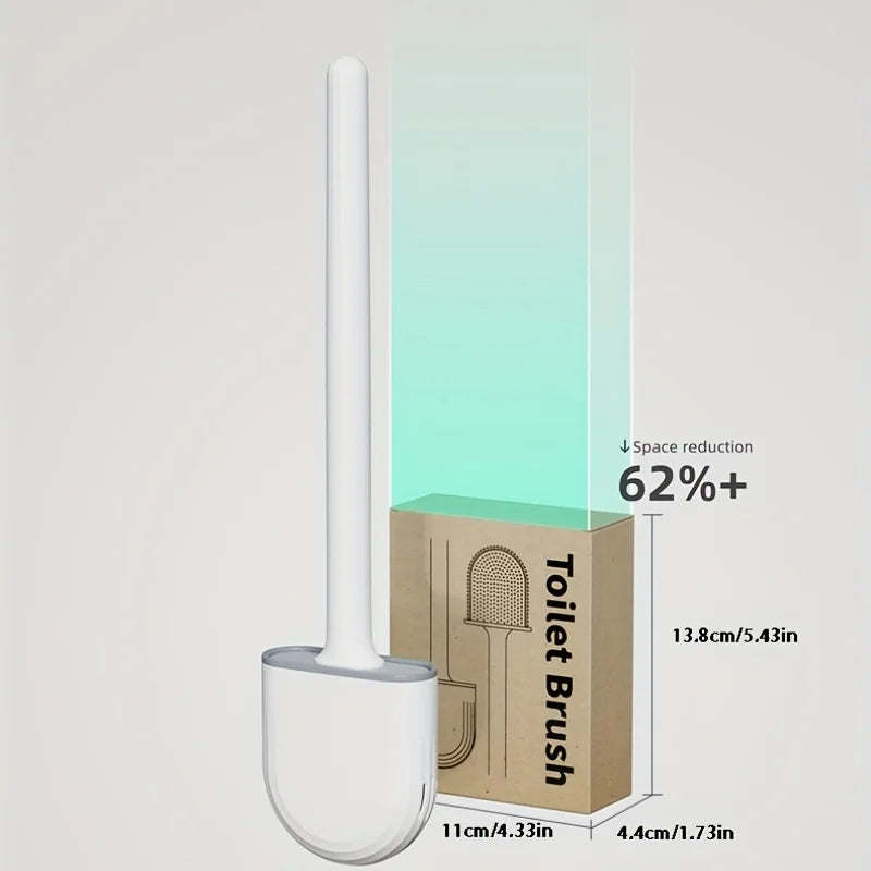Clean Ease Wall-Mounted Toilet Brush – Long Handle Silicone Soft Bristles
