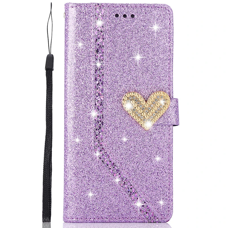 Shiny Wallet Flip Case – Leather Cover for iPhone 7–16 Series