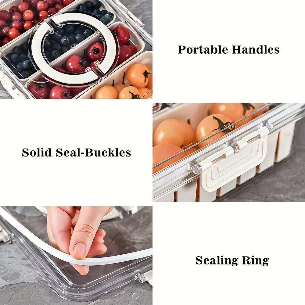 Snack Portable Tray with Handle – Veggie & Snack Organizer for Travel & Parties