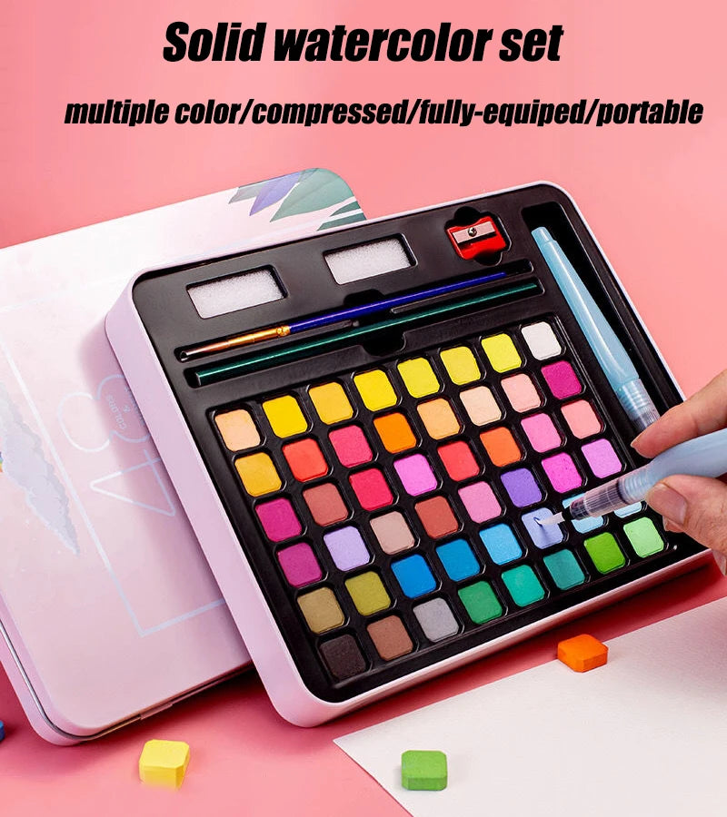 Watercolor Set with 48 colors and Brush & Paper Supplies