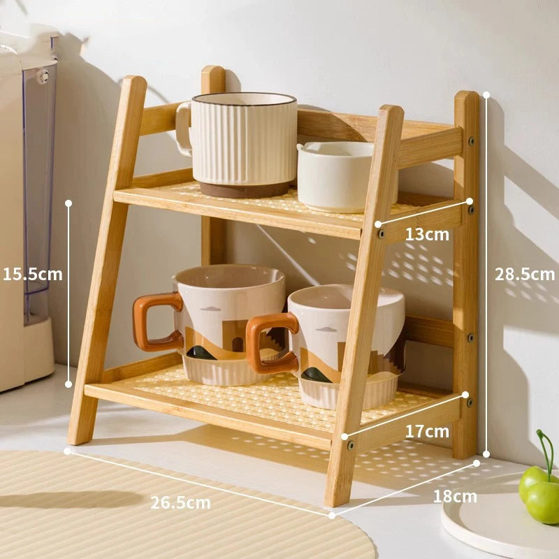 Bamboo Tiers Multipurpose Countertop Organizer – Coffee Cup & Home Storage Shelf