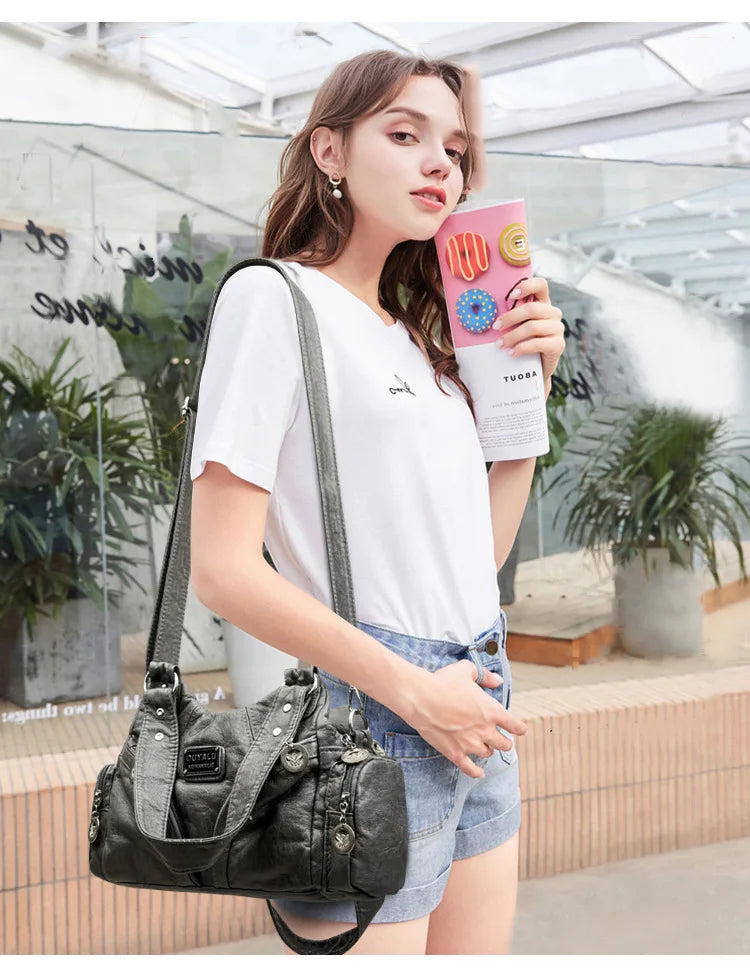 Y2K Crossbody – Retro PU Leather Biker Bag