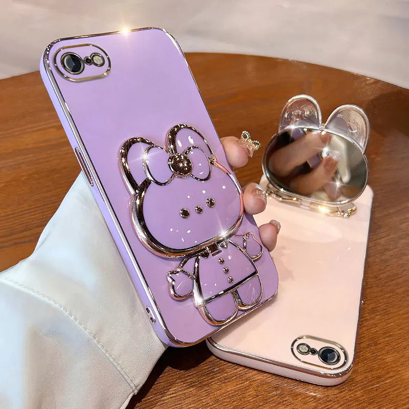Rabbit Mirror Bracket Case – Protective Cover for iPhone 6/7/8 & 15 Plus