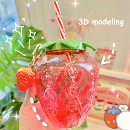 Strawberry Straw Water Bottle