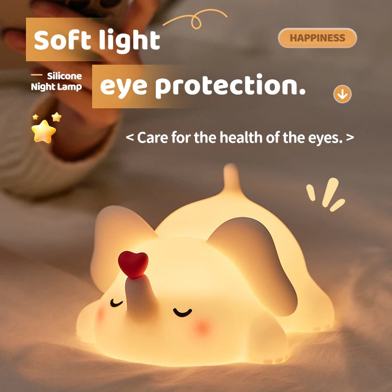 Silicone Bunny Night Light – Touch Sensor Lamp for Kids, Babies & Nursery Decor