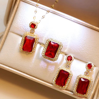 Quadrate Rhinestone Jewelry Set