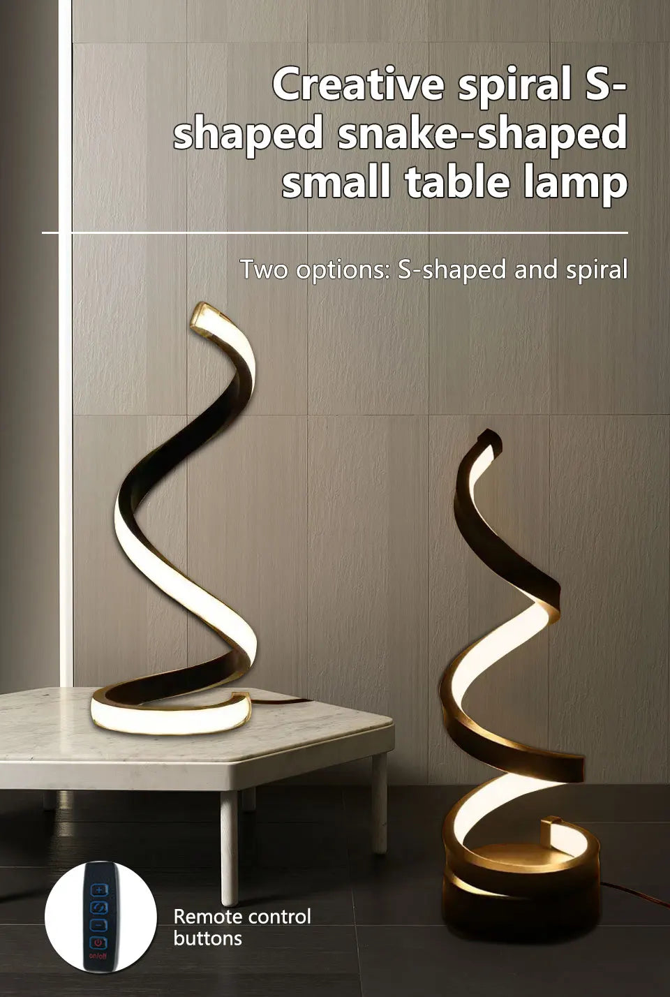 Modern Spiral LED Night Lamp – 3-Color Mood Light for Bedroom & Office