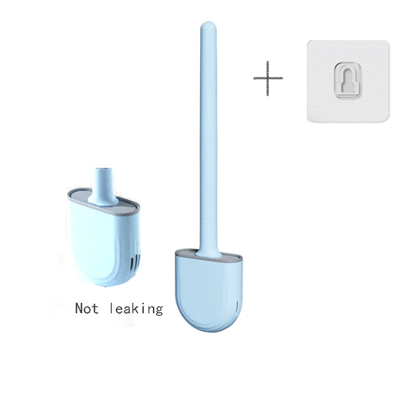 Clean Ease Wall-Mounted Toilet Brush – Long Handle Silicone Soft Bristles