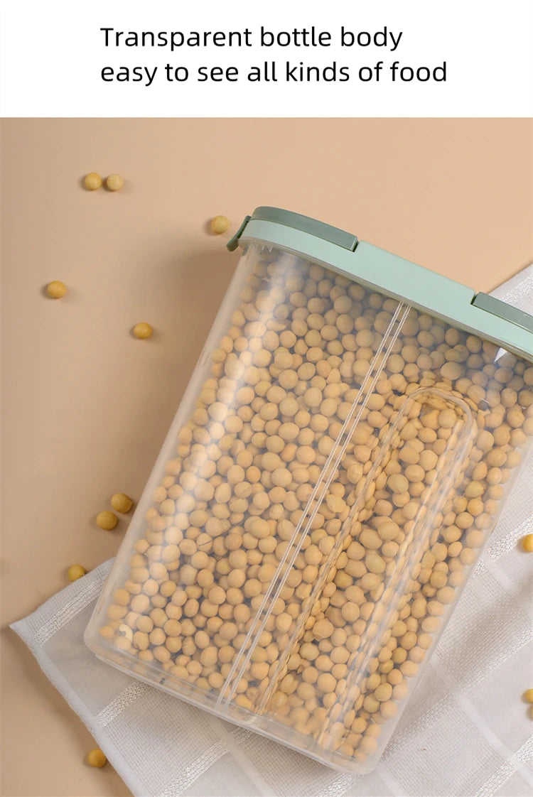Double-Grid Cereal Storage Jar – Plastic Food Container with Lids for Grains & Cookies
