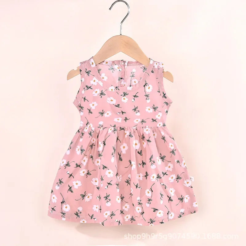Baby Girls Sleeveless Flower Print Dresses