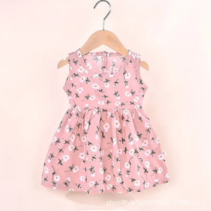 Baby Girls Sleeveless Flower Print Dresses
