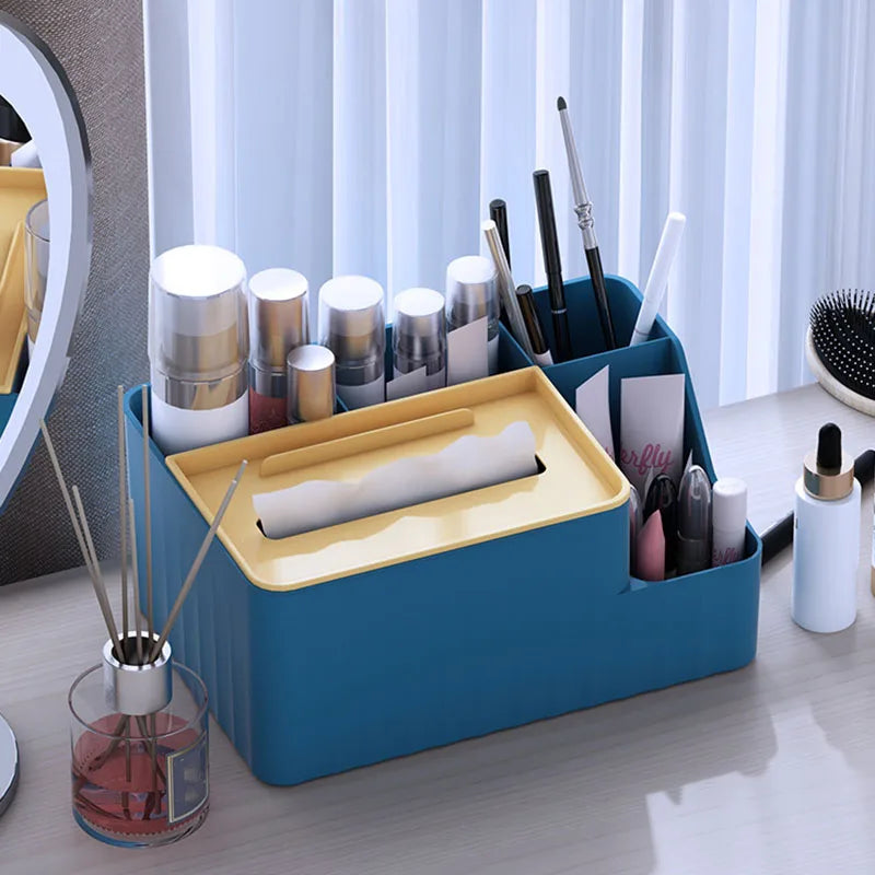 Multi-Function Tissue Organizer – Pen & Remote Storage Box for Office or Home