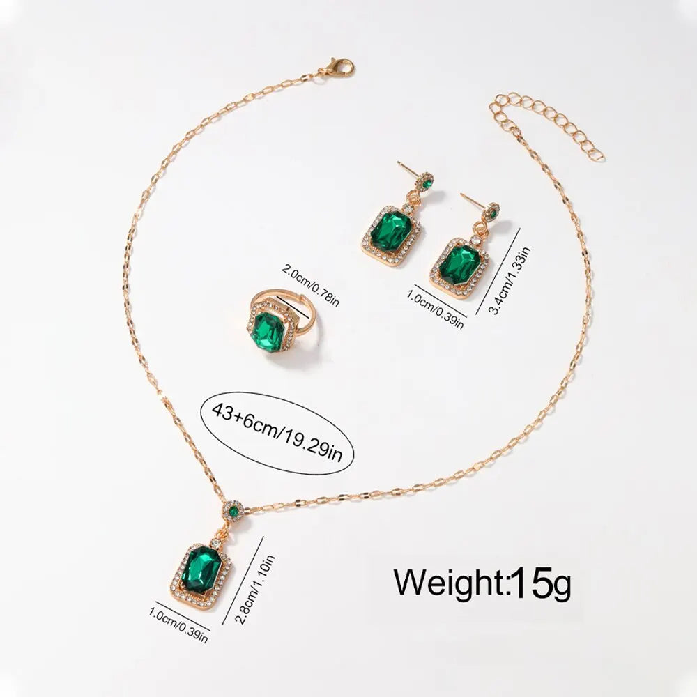 Quadrate Rhinestone Jewelry Set