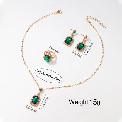 Quadrate Rhinestone Jewelry Set