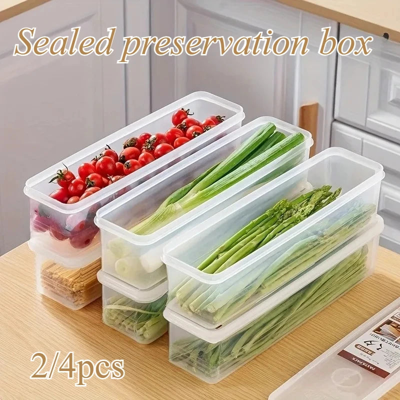 Multi-Pack Food Storage Containers – 2/4pcs Fresh-Keeping Boxes with Lids for Fridge & Kitchen