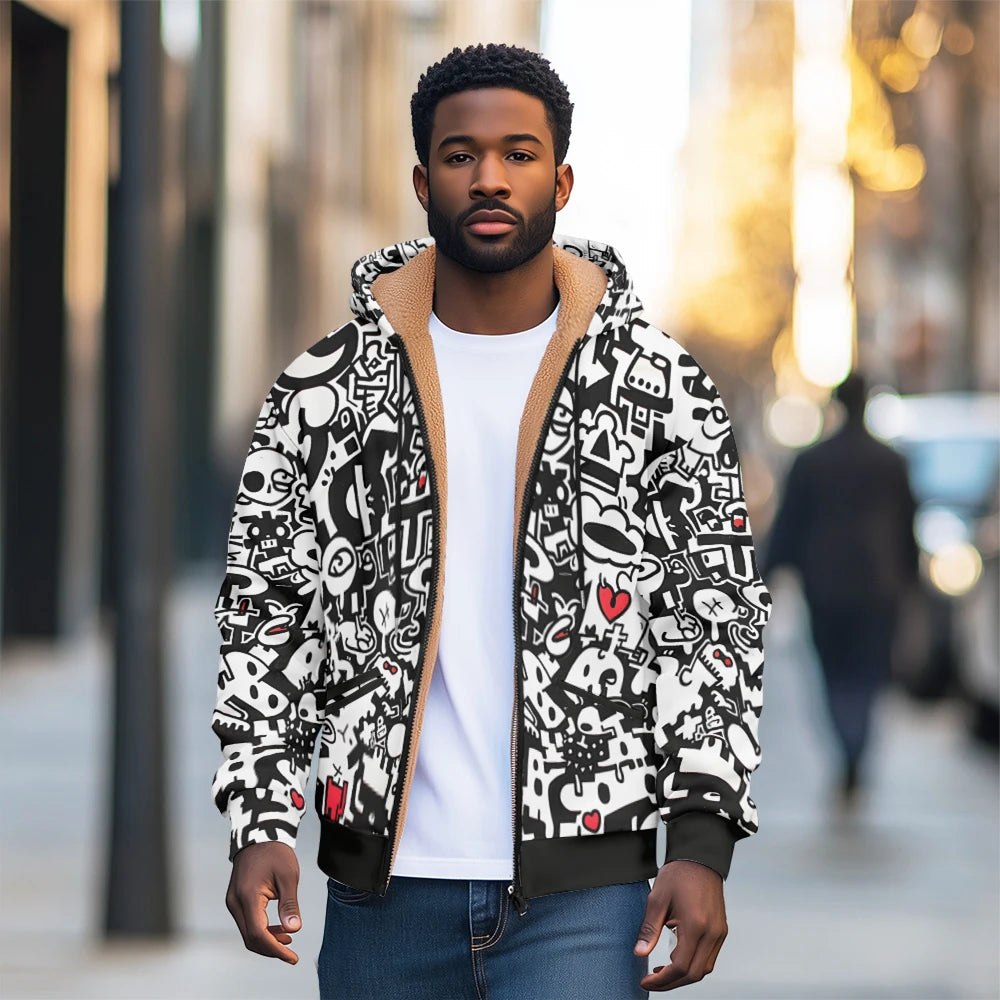 Men's Jacket with Hoodie and Zippered Pockets