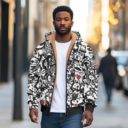 Men's Jacket with Hoodie and Zippered Pockets