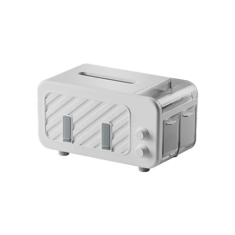 Multifunctional Tissue Box – Phone Holder with Side Storage & Drawer for Home/Office