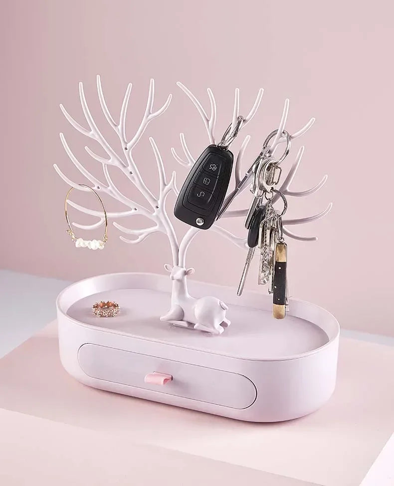 Jewelry Organizer Stand – Deer Antler Tray for Rings, Necklaces & Earrings
