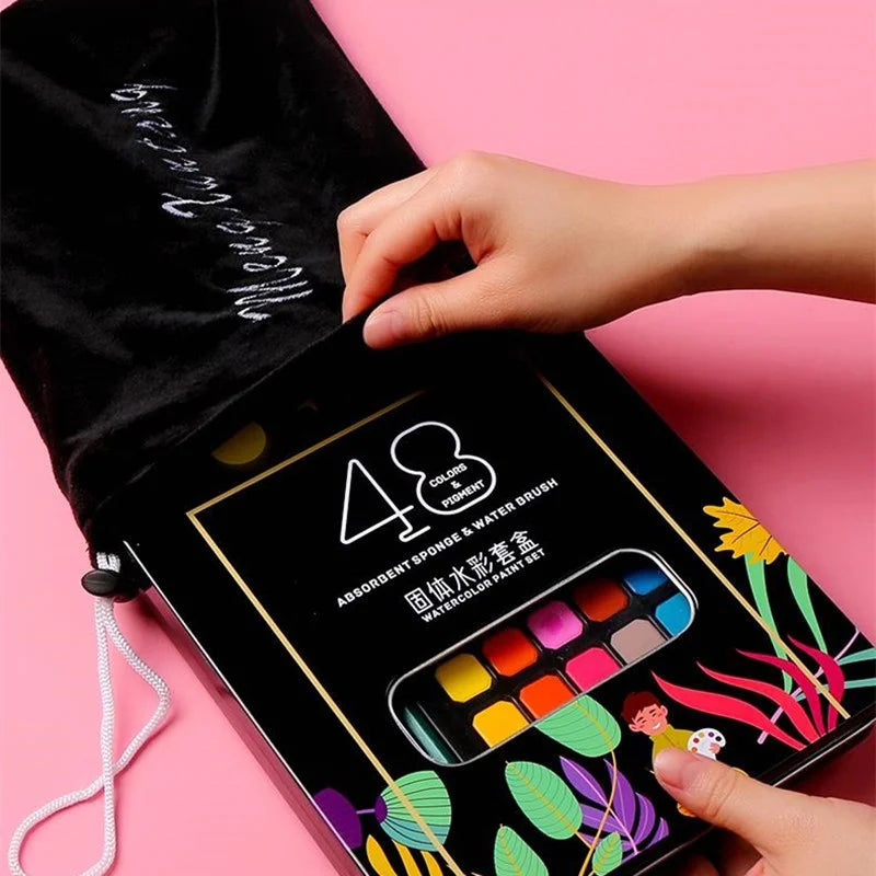 Watercolor Set with 48 colors and Brush & Paper Supplies