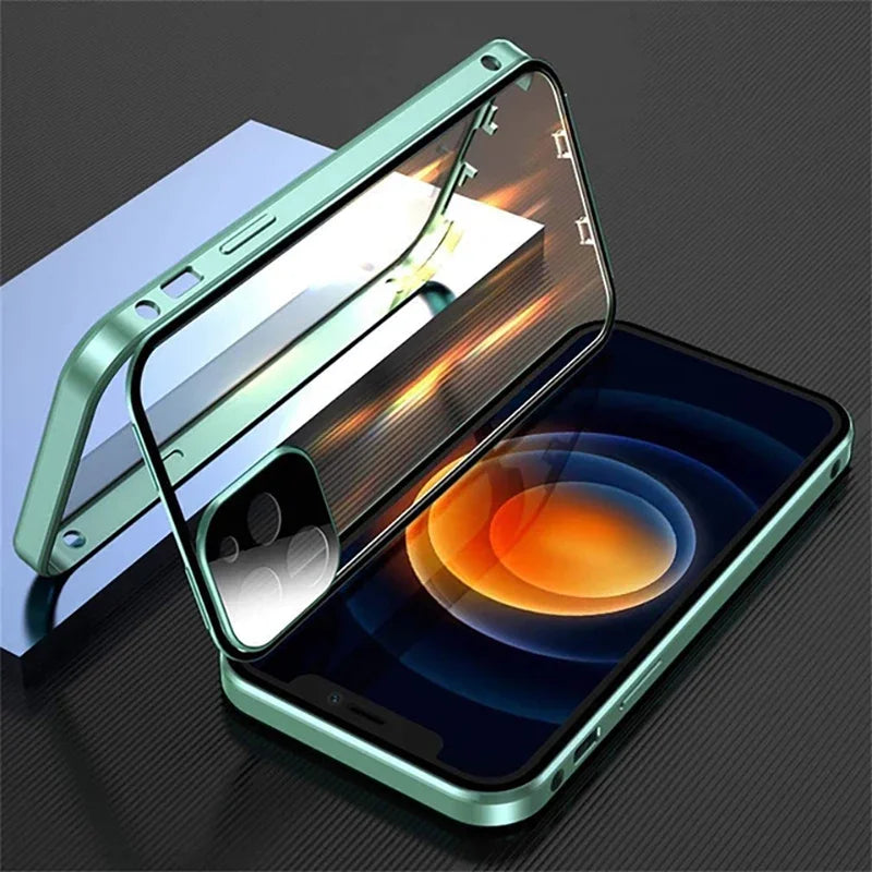 lear Magnetic Glass Case – 360° Protection for iPhone 12–16 Series