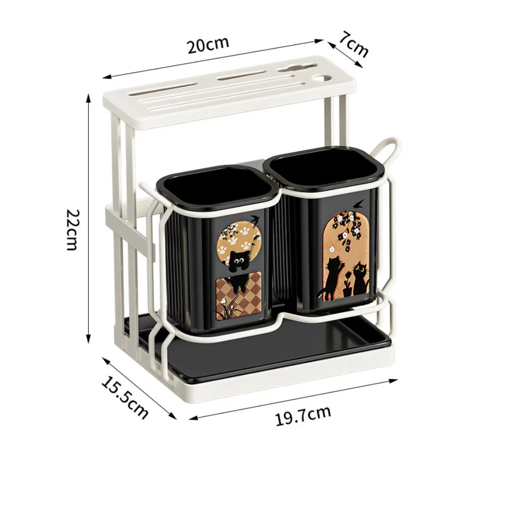 Multi-Function Kitchen Rack – Knife & Chopstick Storage with Drainage for Countertops
