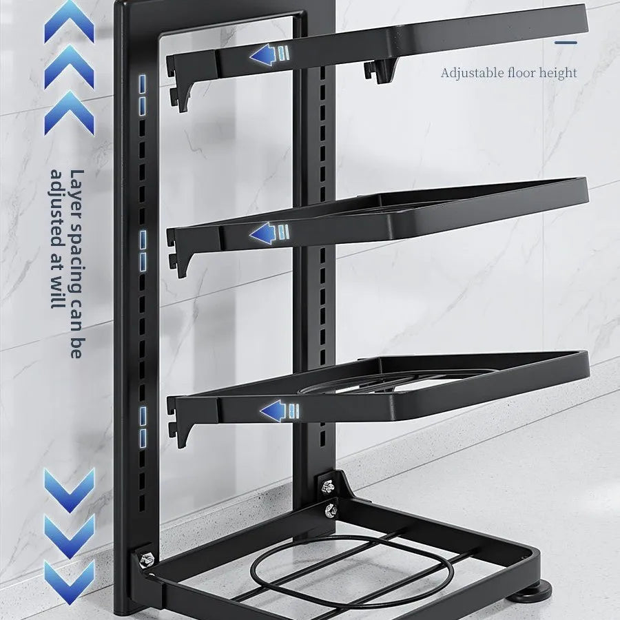Stainless Steel Kitchen Organizer – Multi-Layer Storage Rack with Shelves, Sink & Cabinets