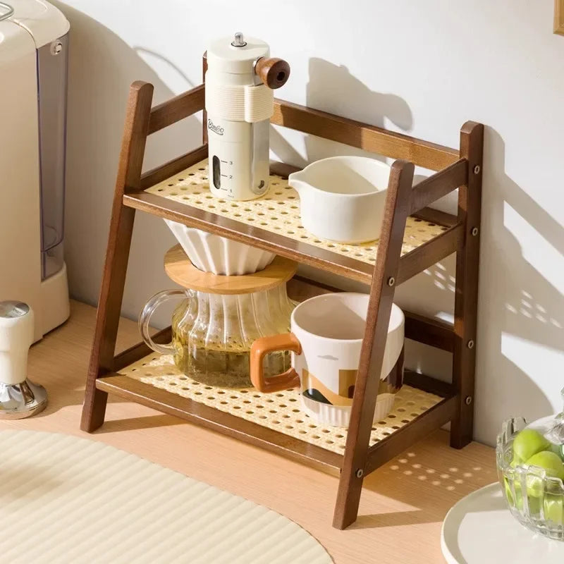 Bamboo Tiers Multipurpose Countertop Organizer – Coffee Cup & Home Storage Shelf