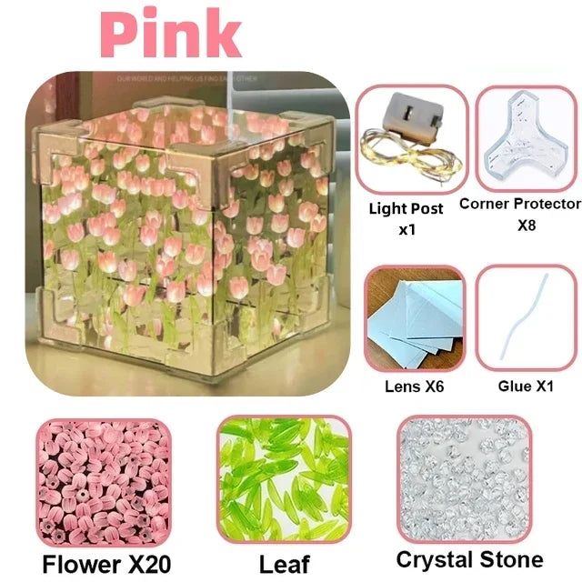 BloomCube Tulip Mirror Lamp – DIY Flower Night Light for Bedrooms & Gifts